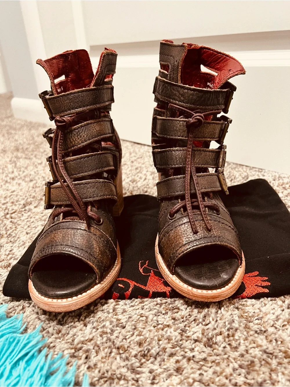 freebird Brown Strappy Open-Toe Gladiator Sandals - Picture 1 of 8